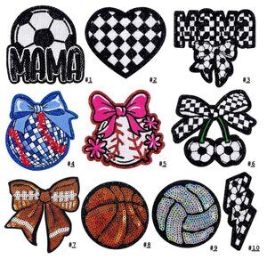 11pcs Sports Soccer Basketball Baseball Mom Mama Embroidered Iron-on Patch